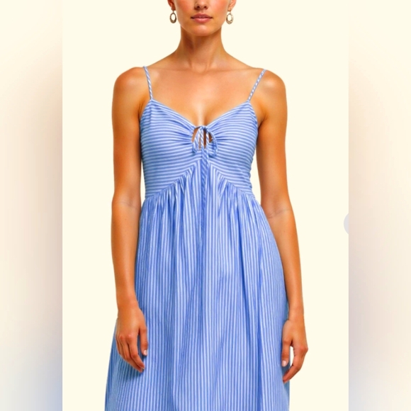 Hers & Mine Striped Bowtie Midi Dress - Picture 2 of 4